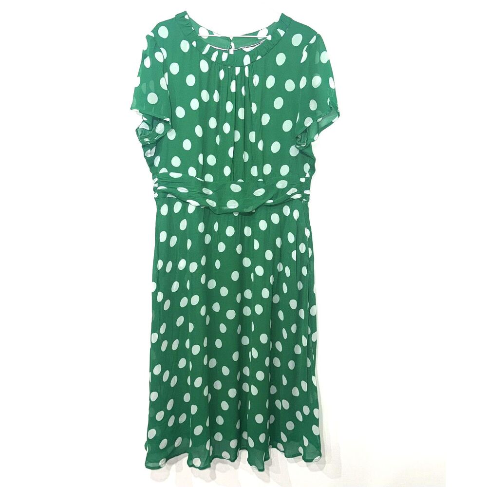 Boden Polka Dot Dress - Green/White 16/18 - Picture 2 of 9